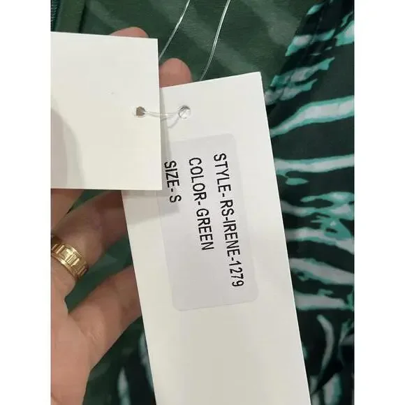 Rococo Sand Animal Print Satin Irene Gown Puff Sleeve Sheath Dress‎